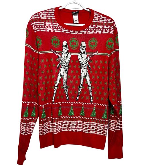 Star Wars Stormtrooper Ugly Christmas Sweater Men’s M Red Holiday Knit Lucasfilm - Picture 2 of 10